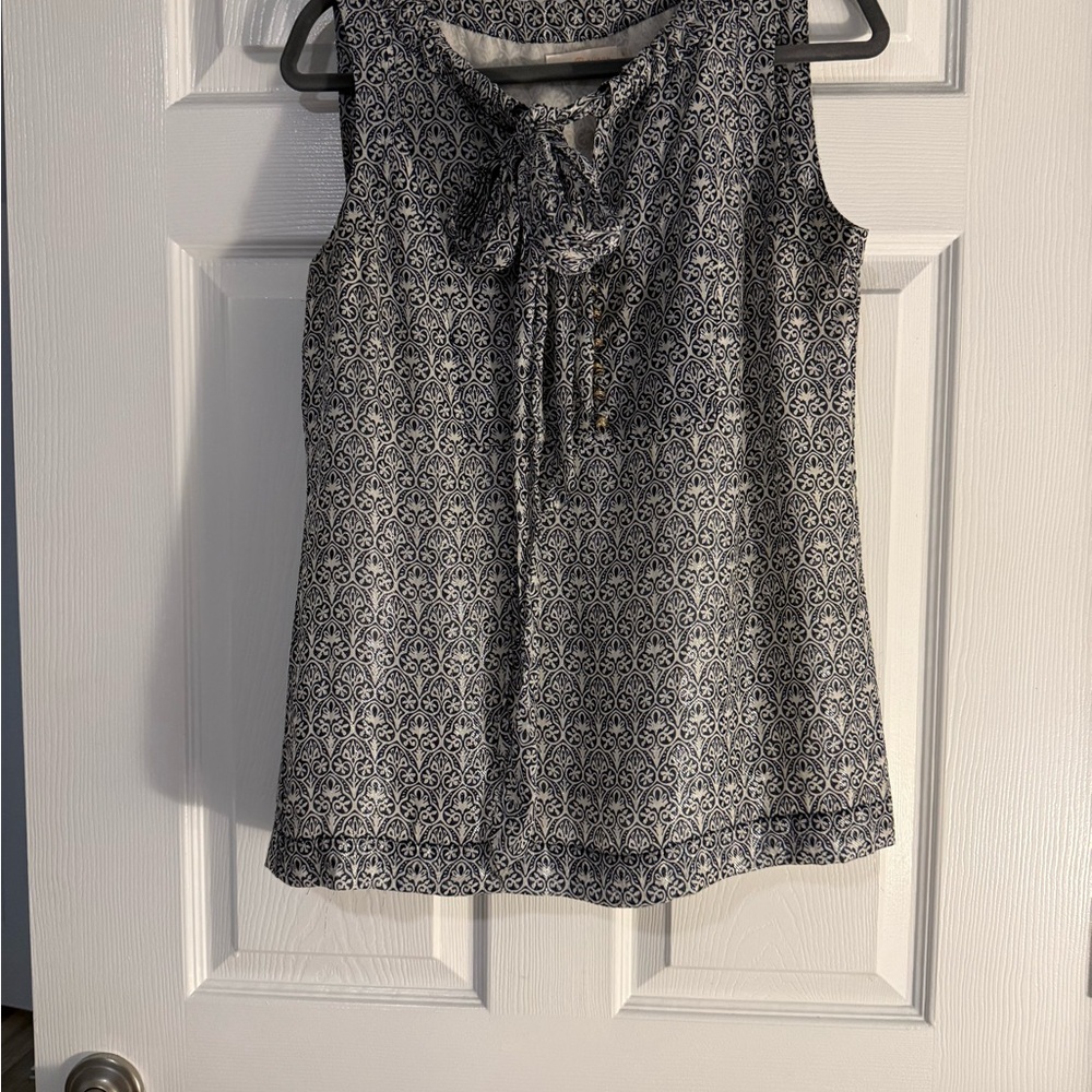 Tory Burch Gray Sleeveless Tie Front Blouse